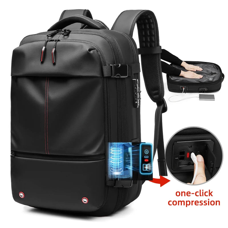 60L Vacuum Compression Travel Backpack-with One-Touch Auto Seal