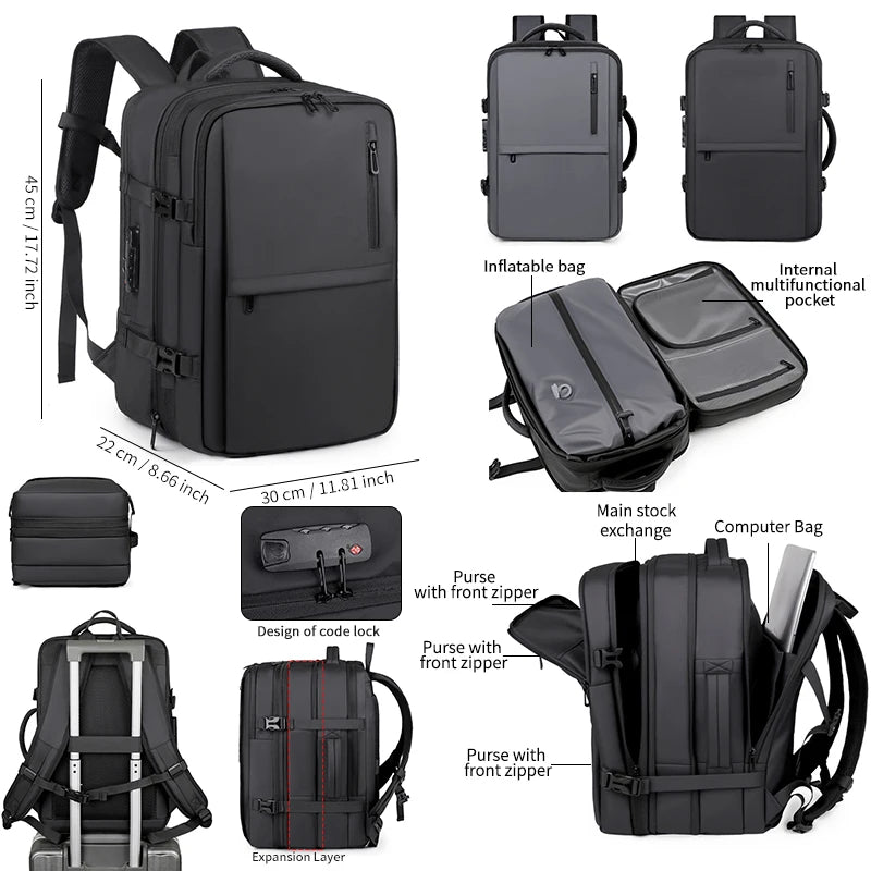 AeroPack Pro Expandable Vacuum Compression Backpack – 35L Travel & Laptop Bag