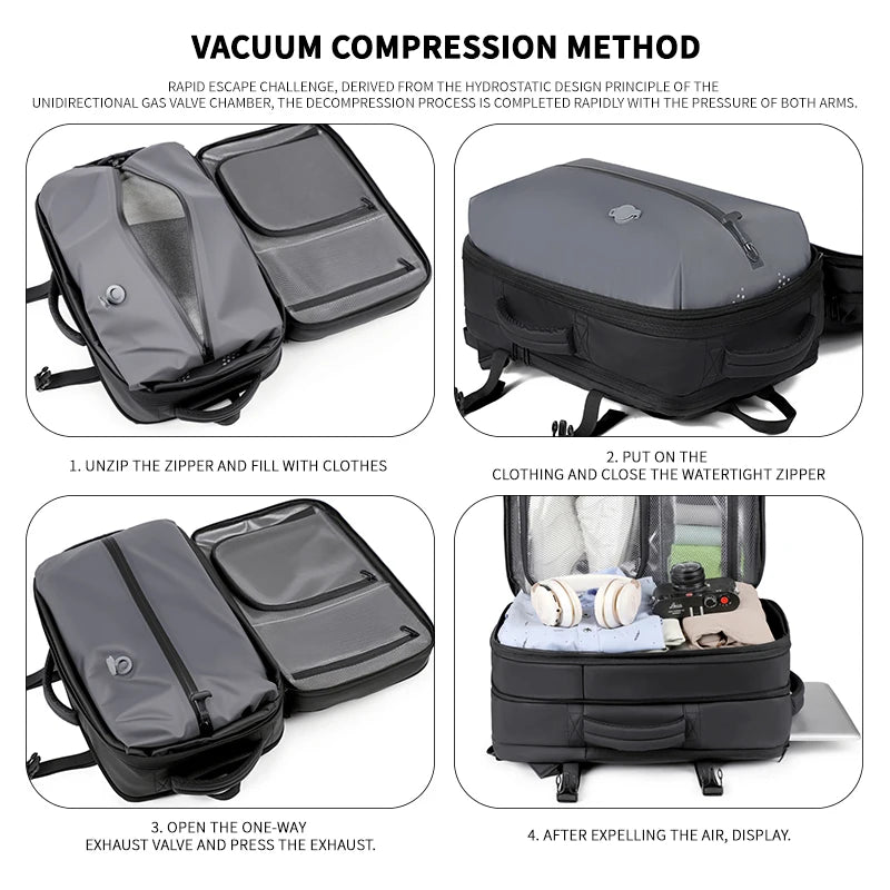 AeroPack Pro Expandable Vacuum Compression Backpack – 35L Travel & Laptop Bag