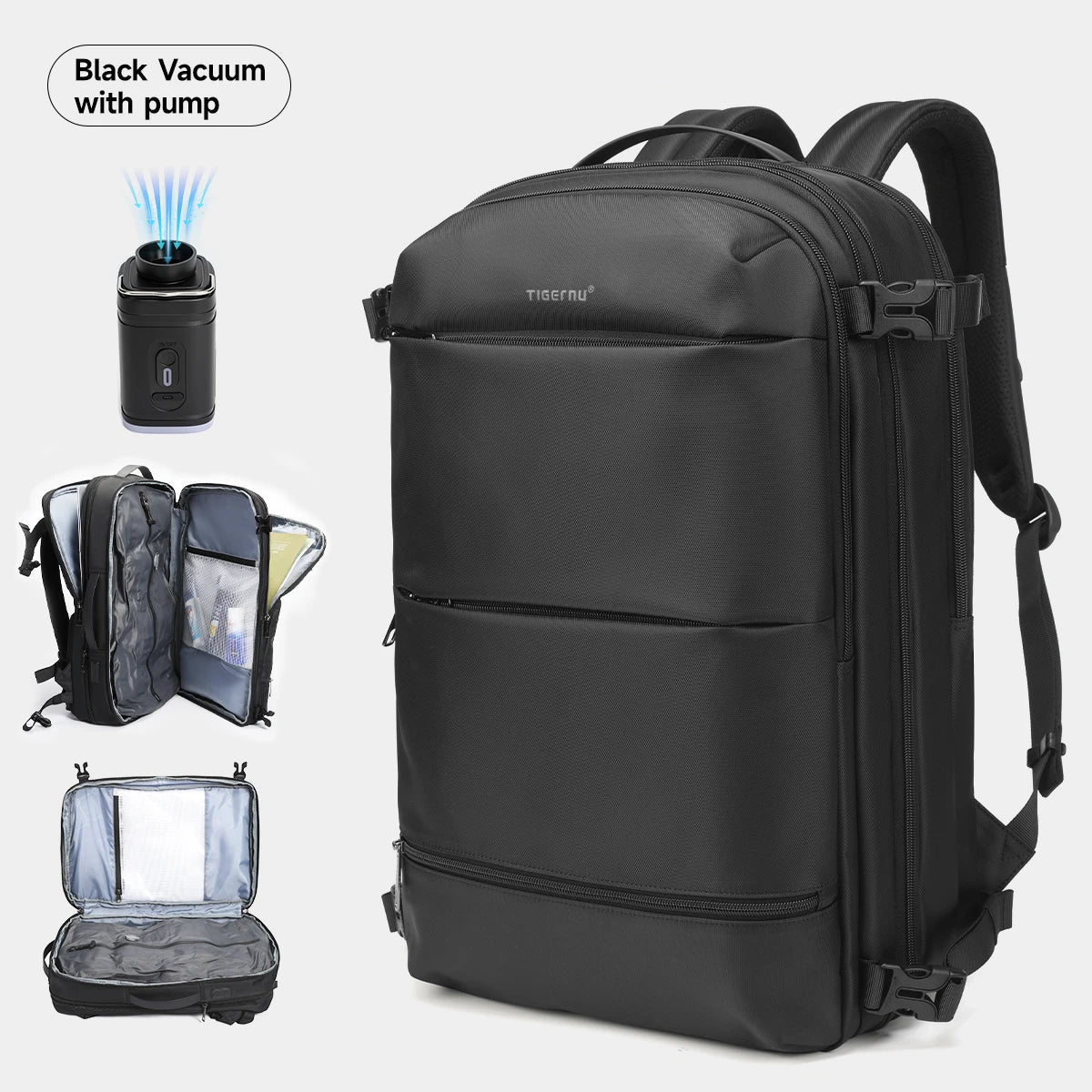 Vacuum Compression Backpack with Pump – Expandable Travel Bag